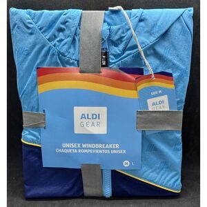 NEW! Aldi Gear 2024 Unisex Windbreaker Jacket Size Medium‎ 2 Tone Blue